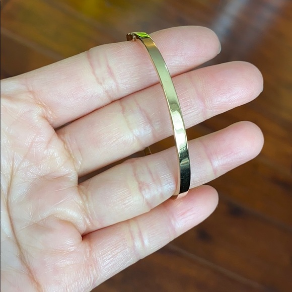 14K Real Yellow Gold Small CZ Bangle Bracelet - Picture 9 of 13